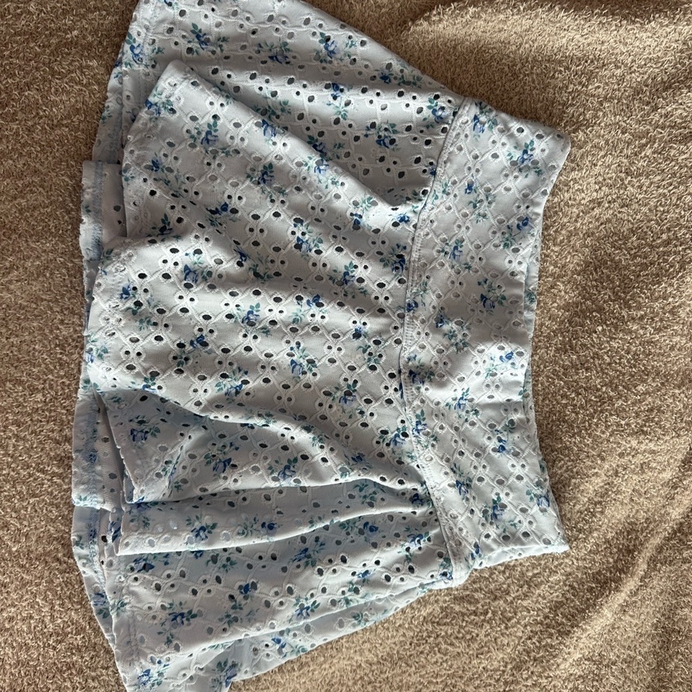 Floral Eyelet Mini Skirt